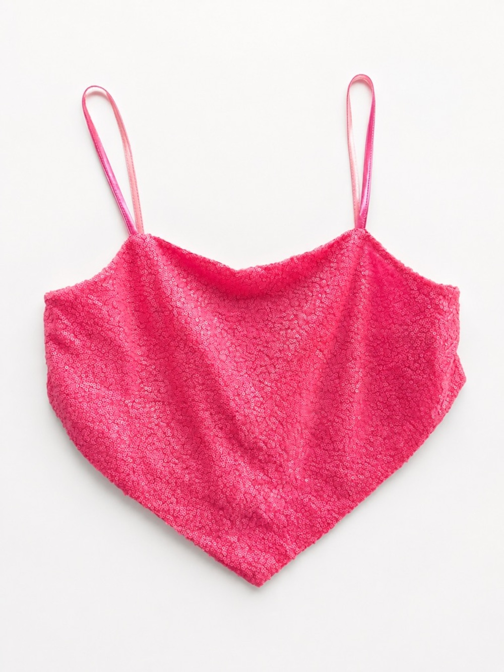 NWOT Rue21 Pink Sequin Hanky Hem Crop Tank Top Cami